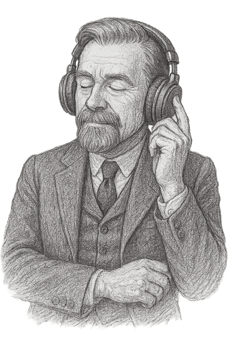 Władysław Reymont słuchający podcastu